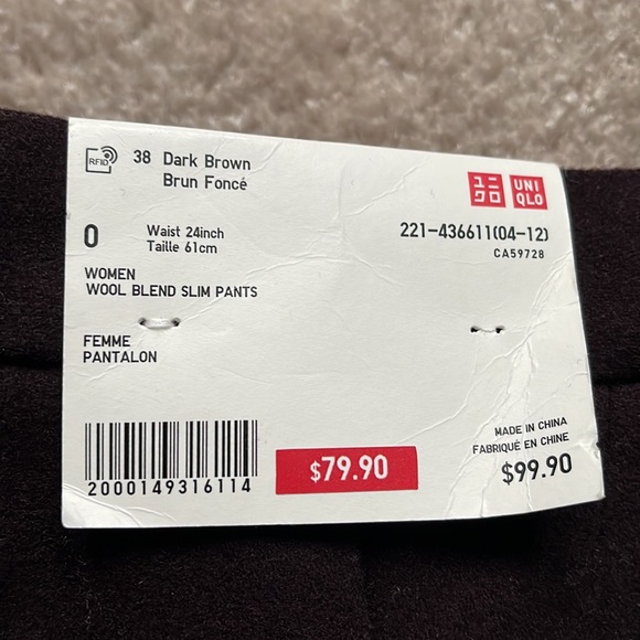UNIQLO WOMEN +J WOOL-BLEND SLIM PANTS - Picture 8 of 8